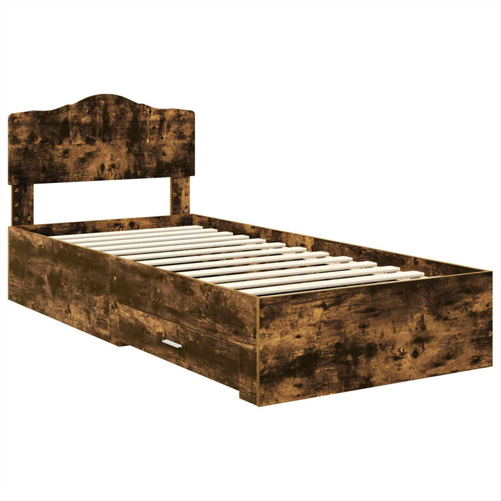 Sengestel med hovedgærde Røget eg 70 x 190 cm Konstrueret træ