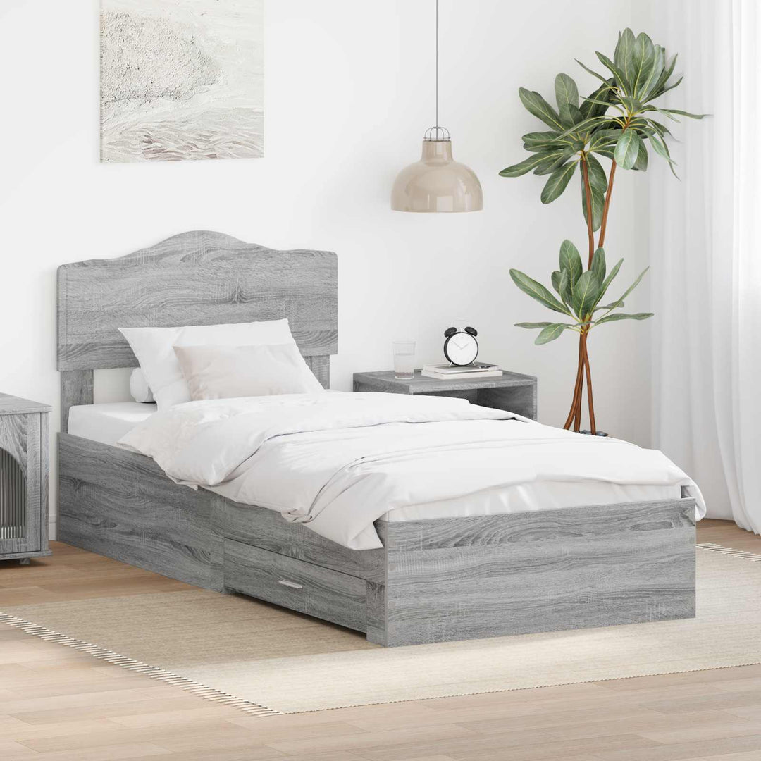 Sengestel med hovedgærde Grå Sonoma 70 x 190 cm Konstrueret træ