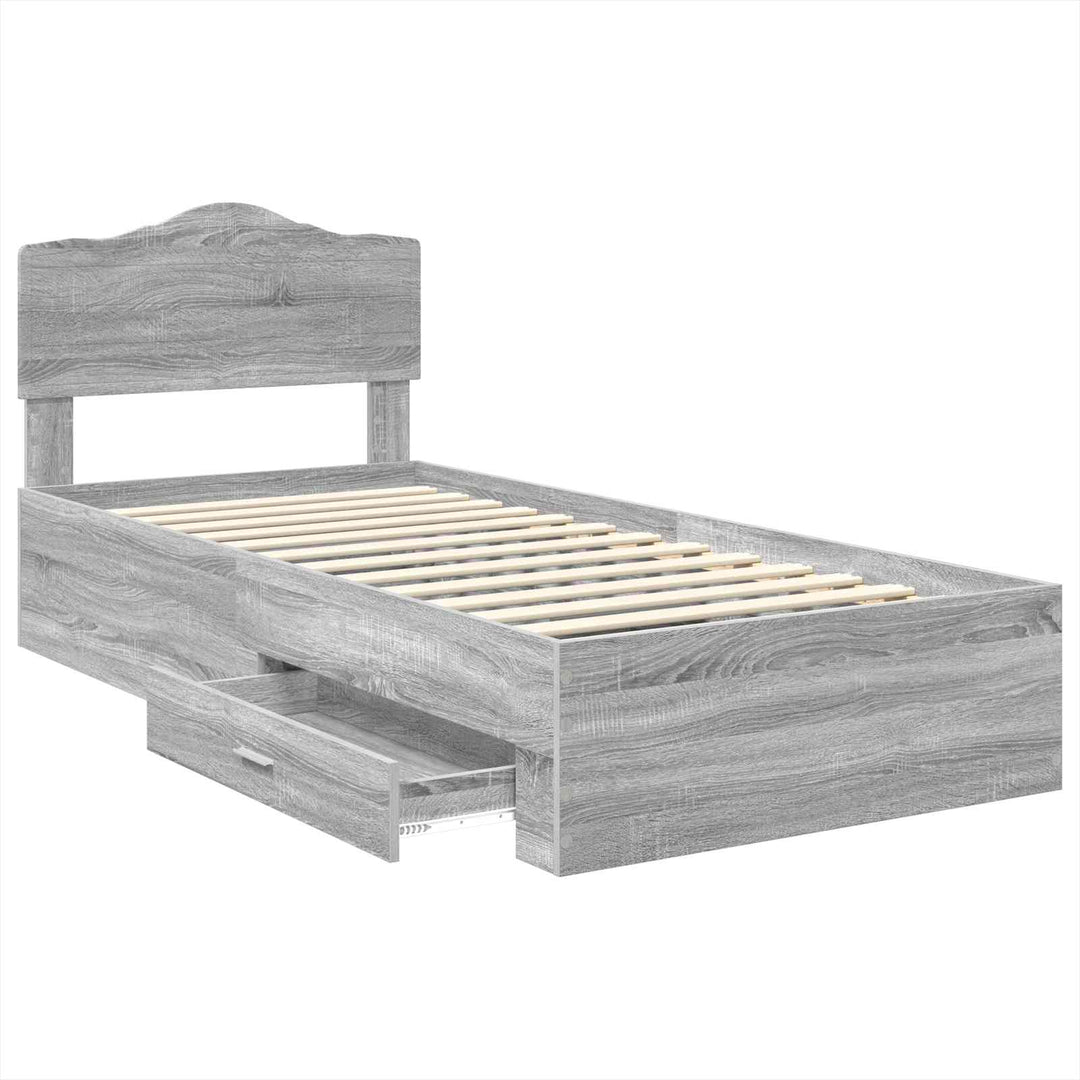 Sengestel med hovedgærde Grå Sonoma 70 x 190 cm Konstrueret træ