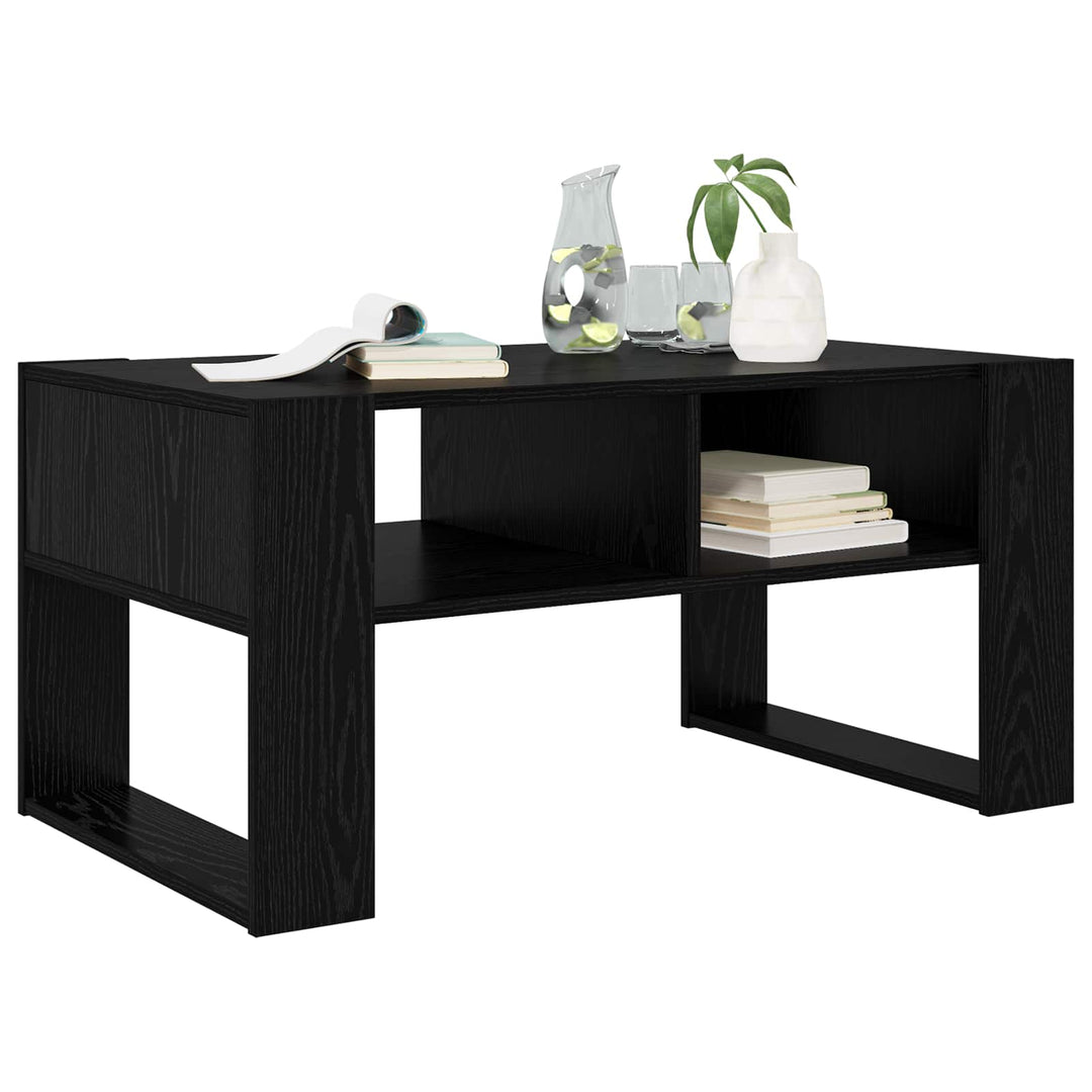 Sofabord med opbevaring Sort eg 92 x 53 x 45 cm Konstrueret træ