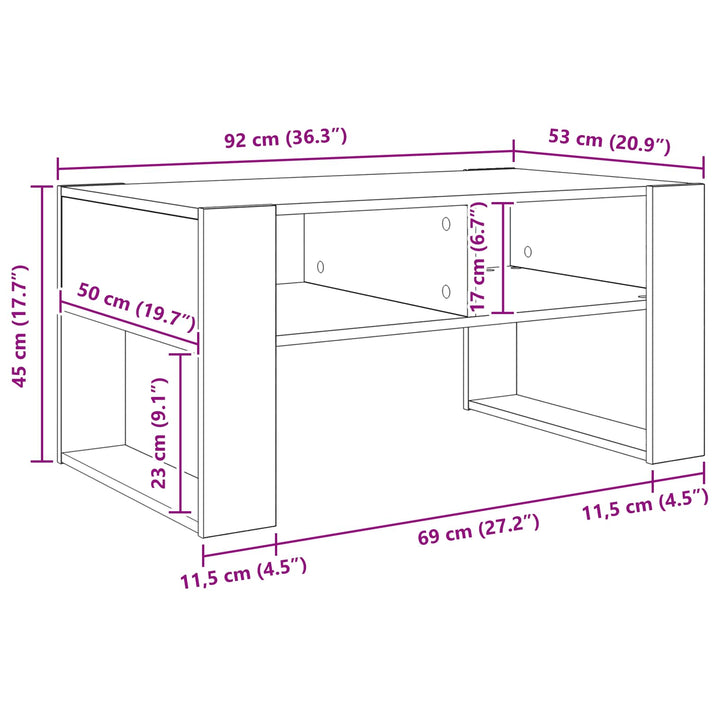 Sofabord Røget eg 92 x 53 x 45 cm Konstrueret træ