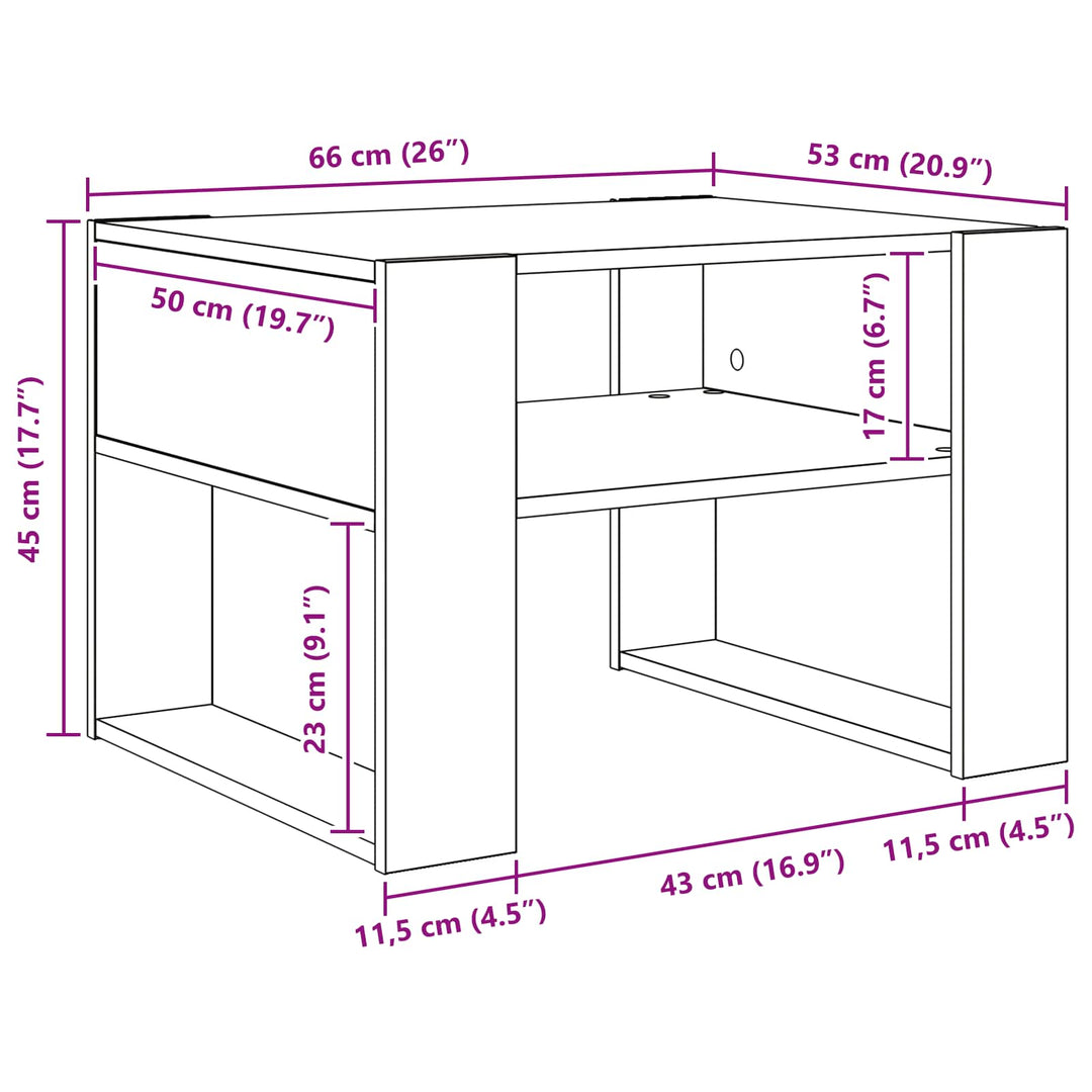 Sofabord Sort eg 66 x 53 x 45 cm Konstrueret træ