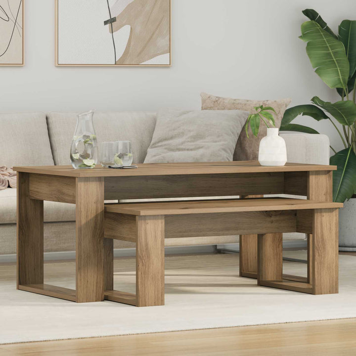 Kaffebord Sæt 2 pcs Artisan Egetræ 100 x 50 x 42 cm