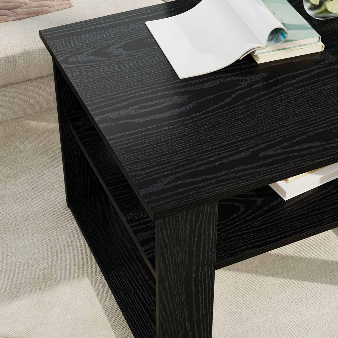 Sofabord med opbevaring Sort eg 64 x 54 x 44 cm Konstrueret træ