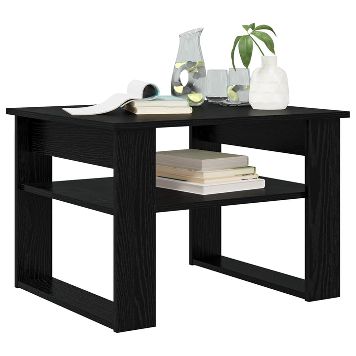 Sofabord med opbevaring Sort eg 64 x 54 x 44 cm Konstrueret træ