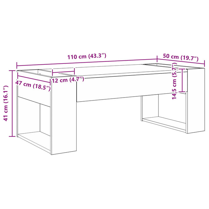 Sofabord Røget eg 110 x 50 x 41 cm Konstrueret træ