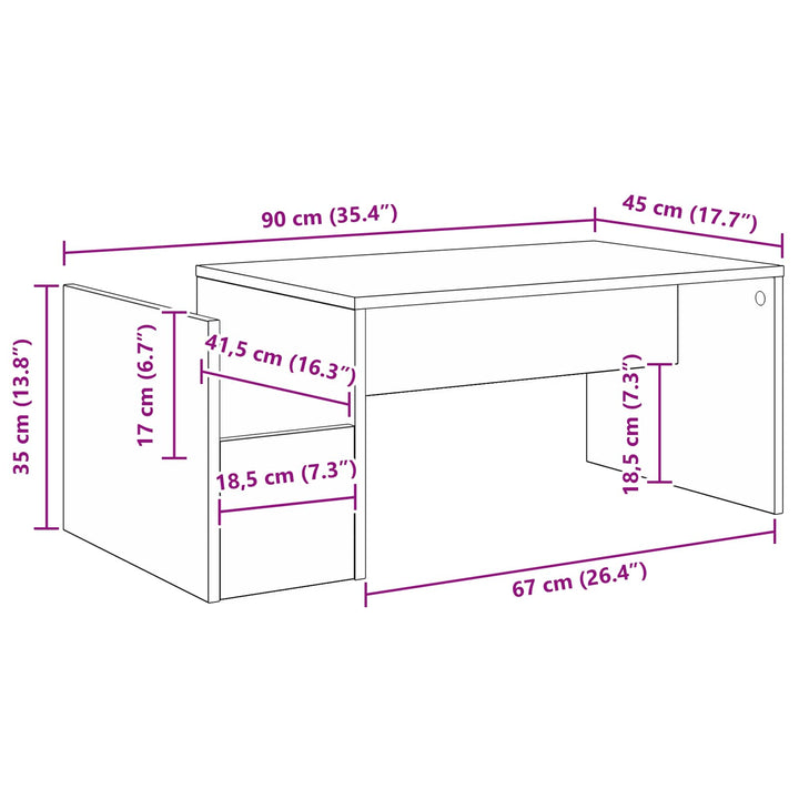 Sofabord Sonoma eg 90 x 45 x 35 cm Konstrueret træ
