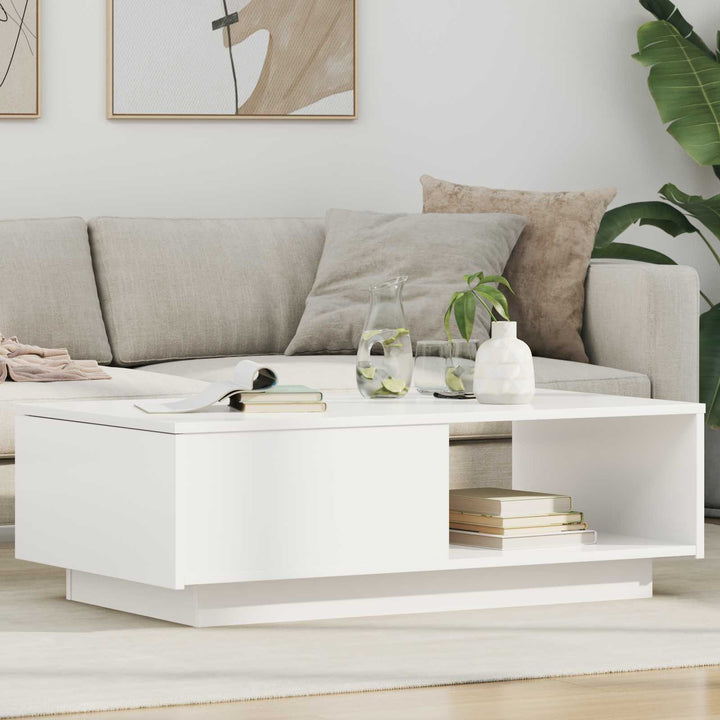 Sofabord med skuffe Hvid 95 x 55 x 31 cm Konstrueret træ