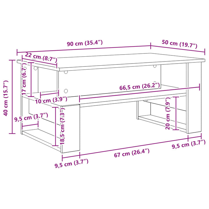 Sofabord Sonoma eg 90 x 50 x 40 cm Konstrueret træ