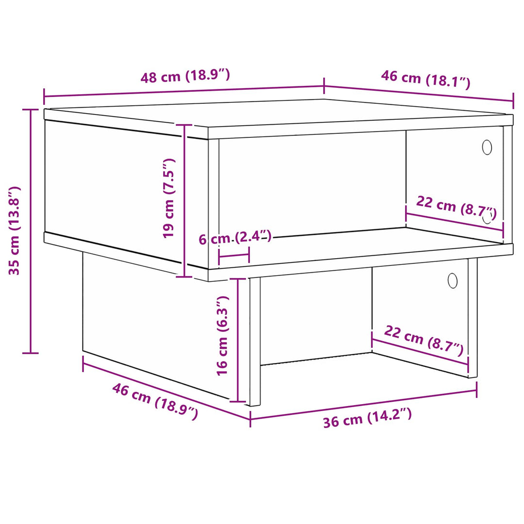 Sofabord Sort eg 48 x 46 x 35 cm Konstrueret træ