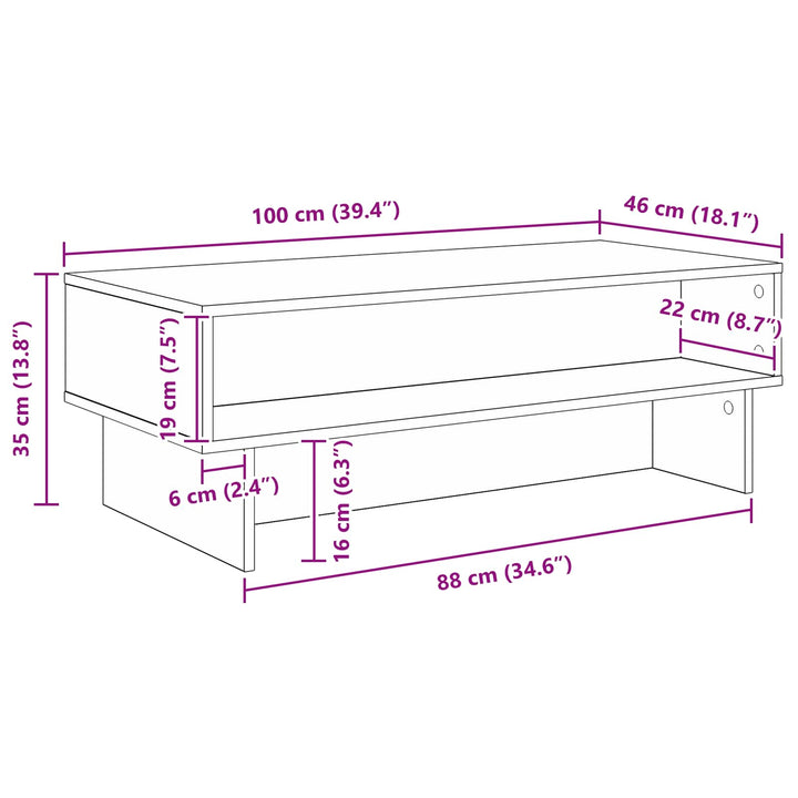 Sofabord Sort eg 100 x 46 x 35 cm Konstrueret træ