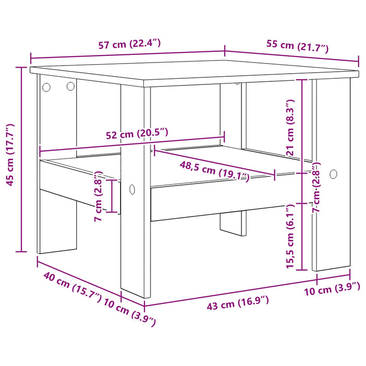 Sofabord Røget eg 57 x 55 x 45 cm Konstrueret træ