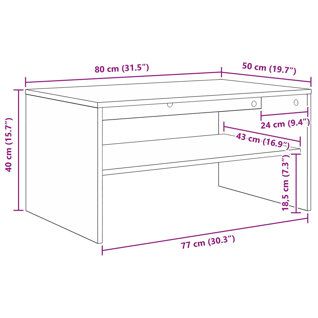 Sofabord Hvid 80 x 50 x 40 cm Konstrueret træ
