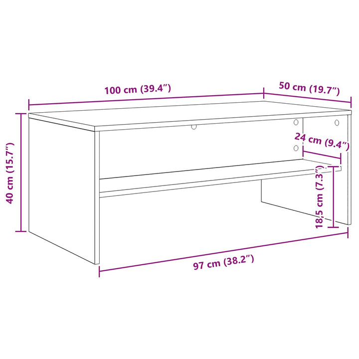 Sofabord Sort eg 100 x 50 x 40 cm Konstrueret træ
