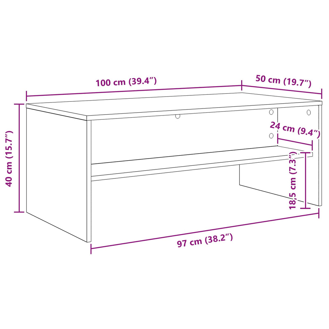 Sofabord Sonoma eg 100 x 50 x 40 cm Konstrueret træ