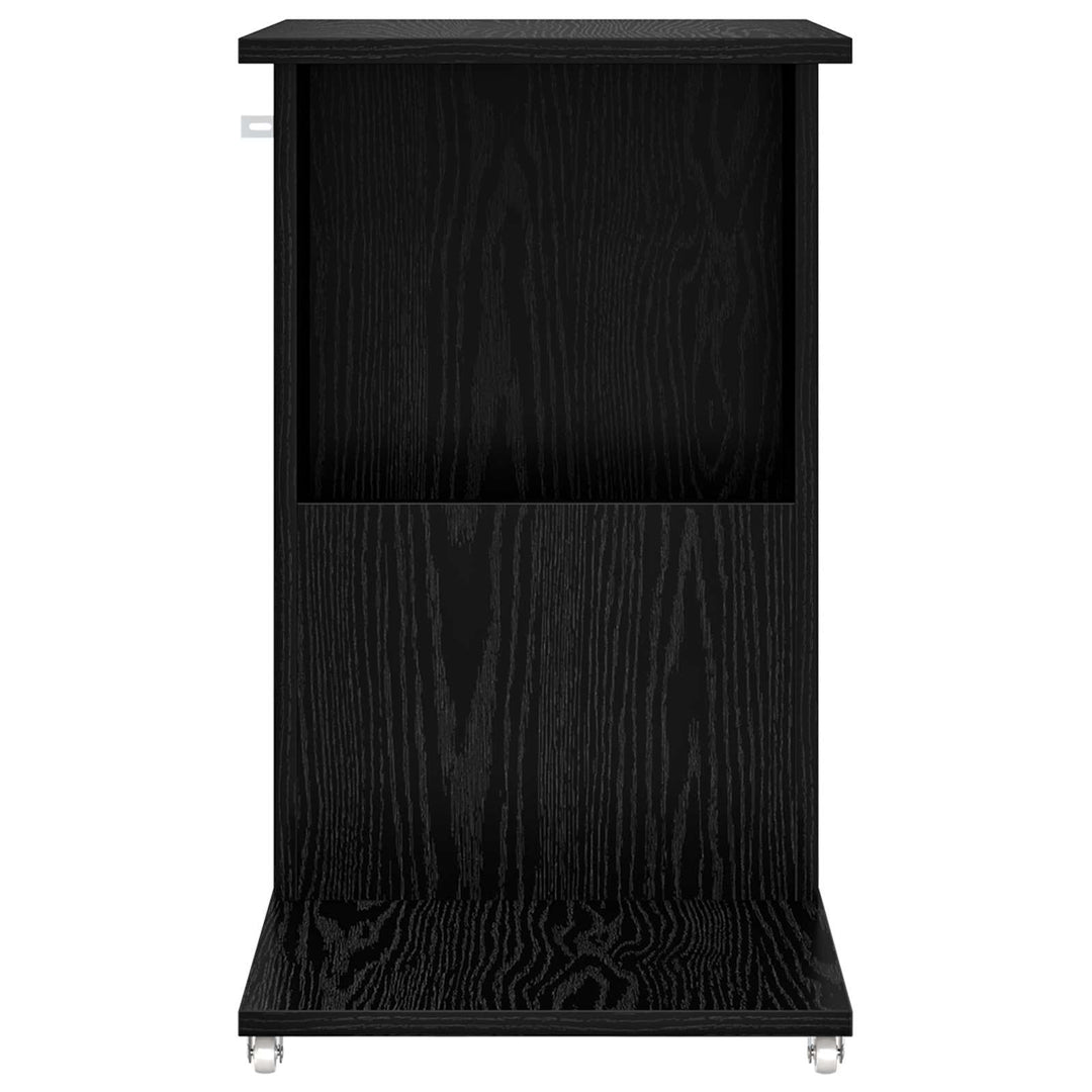 Sidebord med hjul Sort eg 40 x 35 x 60 cm Konstrueret træ