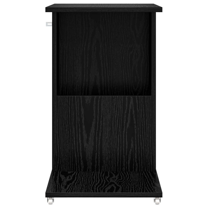 Sidebord med hjul Sort eg 40 x 35 x 60 cm Konstrueret træ