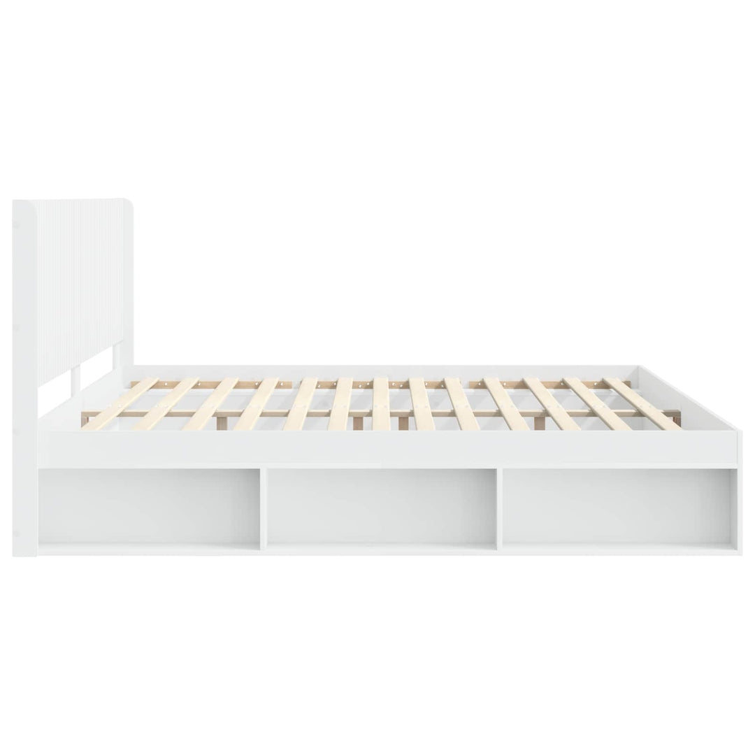 Sengestel med opbevaring og hovedgærde Hvid 200 x 200 cm