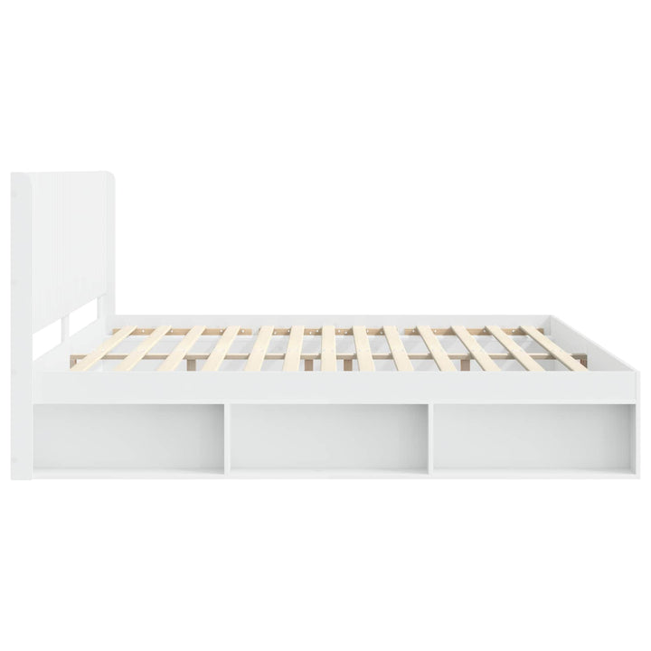 Sengestel med opbevaring og hovedgærde Hvid 200 x 200 cm