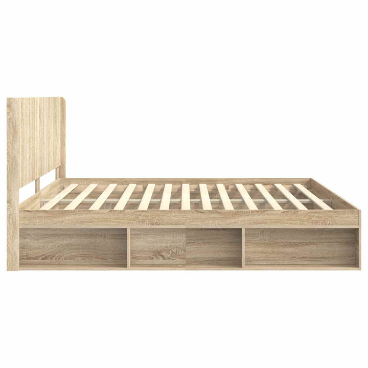 Sengestel med opbevaring og hovedgærde Sonoma-eg 200 x 200 cm