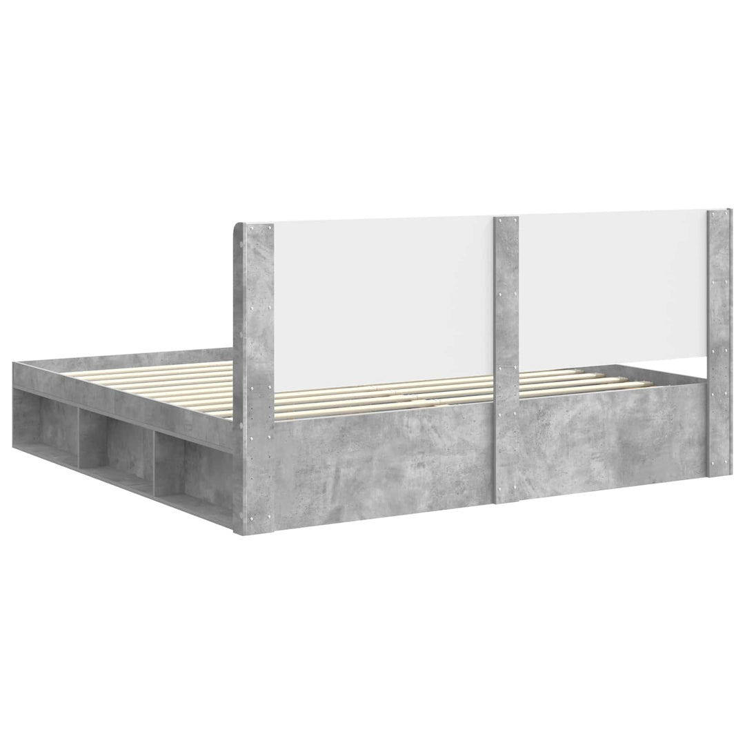 Sengestel med opbevaring og hovedgærde Betongrå 180 x 200 cm