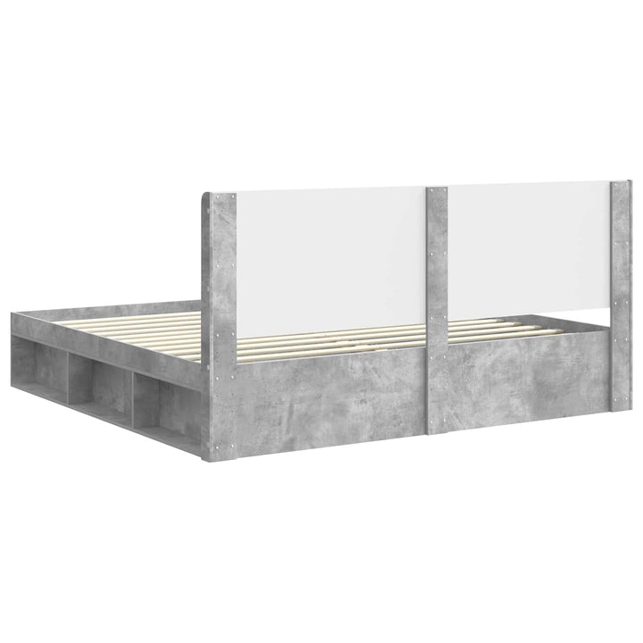 Sengestel med opbevaring og hovedgærde Betongrå 180 x 200 cm