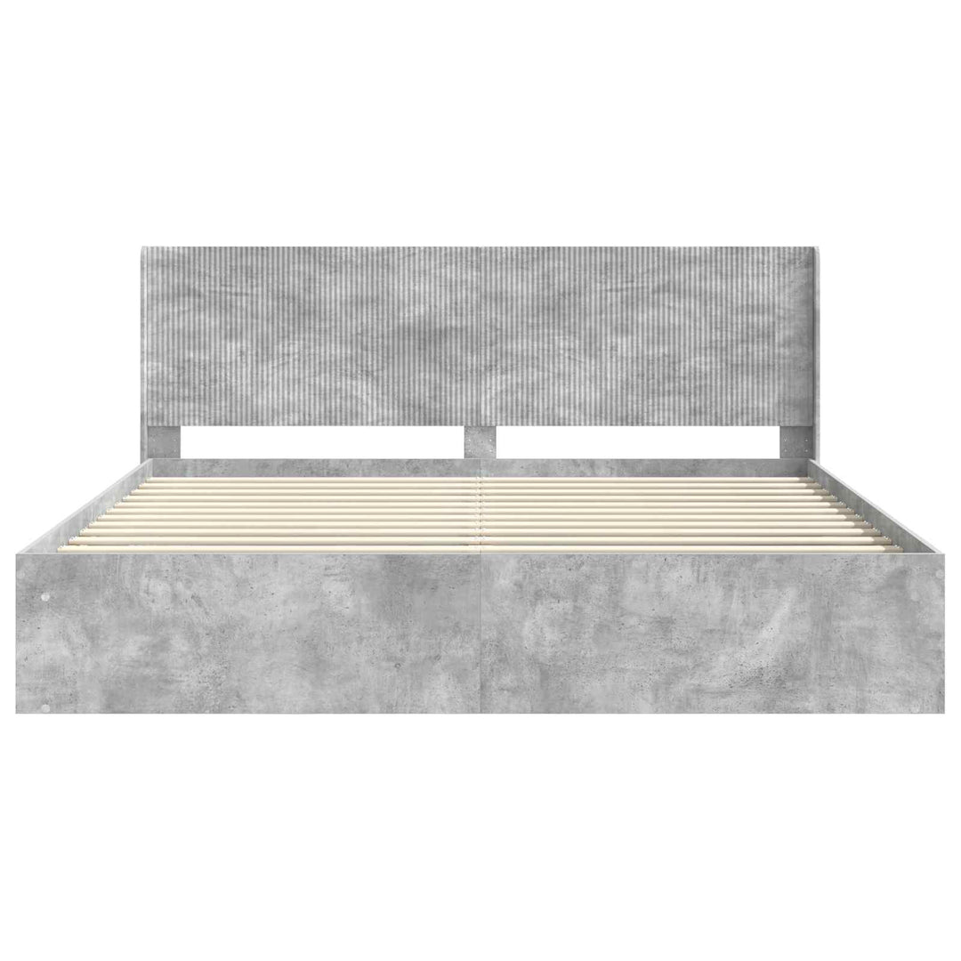 Sengestel med opbevaring og hovedgærde Betongrå 180 x 200 cm