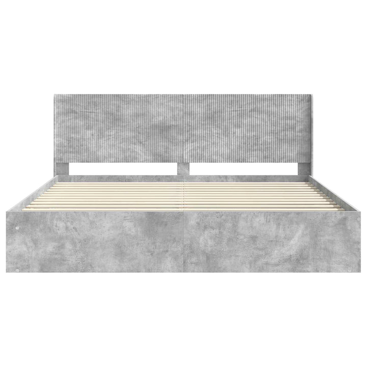 Sengestel med opbevaring og hovedgærde Betongrå 180 x 200 cm