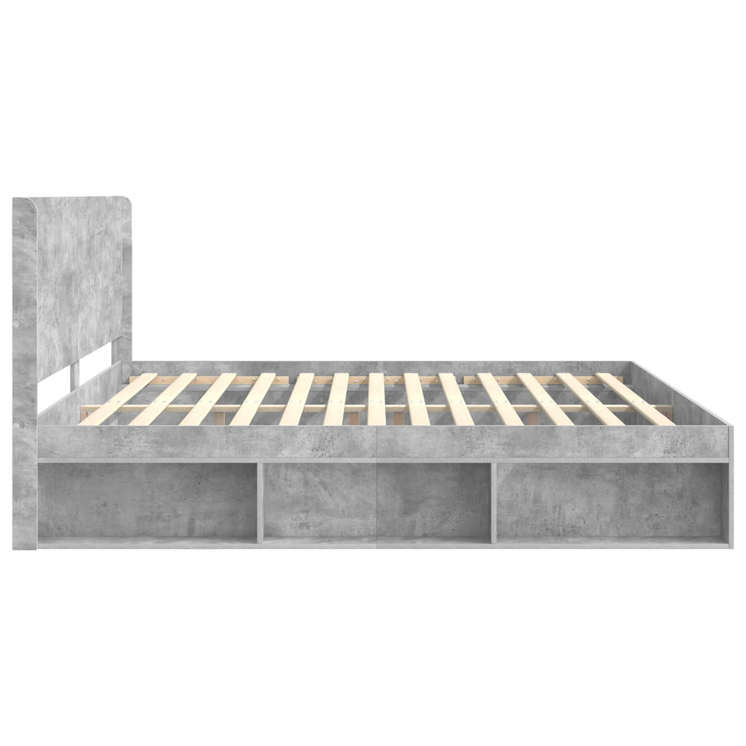 Sengestel med opbevaring og hovedgærde Betongrå 180 x 200 cm