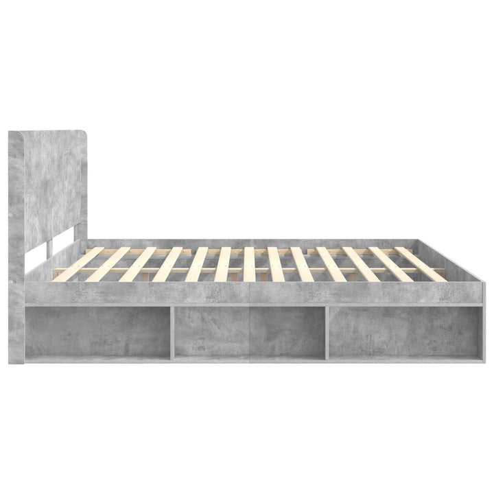 Sengestel med opbevaring og hovedgærde Betongrå 180 x 200 cm