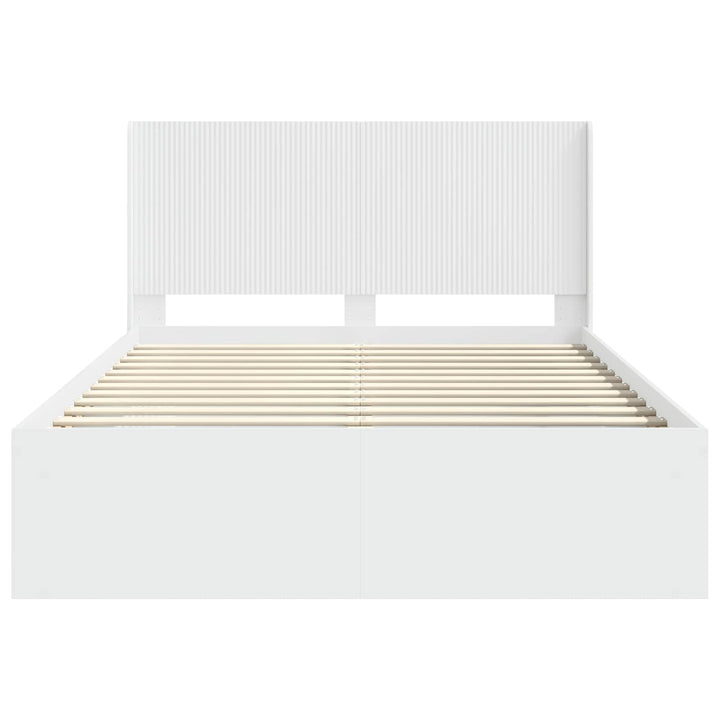 Sengestel med opbevaring og hovedgærde Hvid 150 x 200 cm