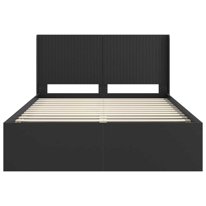 Sengestel med opbevaring og hovedgærde Sort 150 x 200 cm