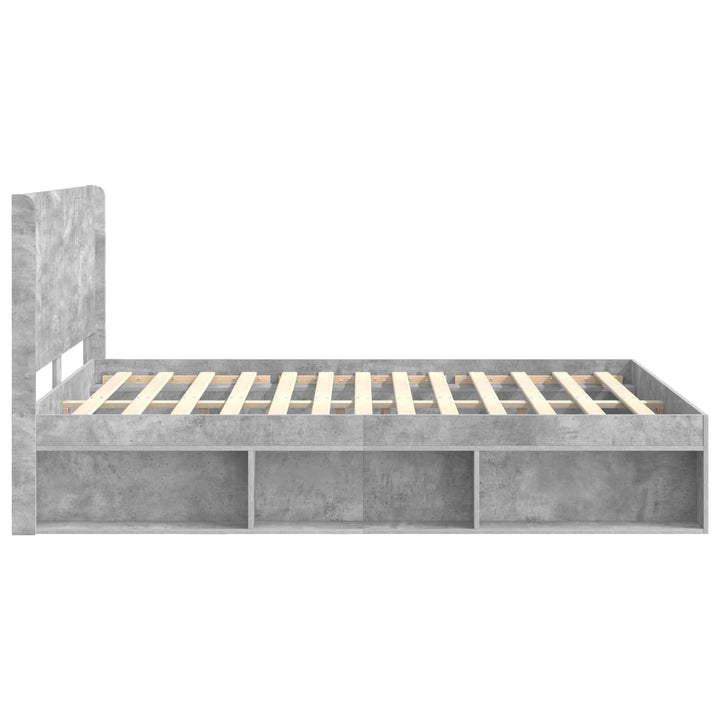 Sengestel med opbevaring og hovedgærde Betongrå 150 x 200 cm