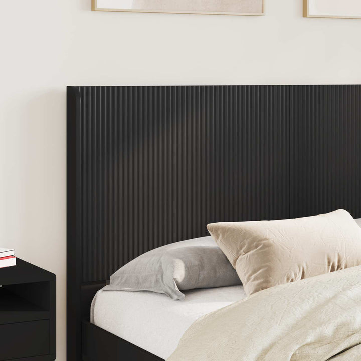 Sengestel med opbevaring og hovedgærde Sort 140 x 200 cm