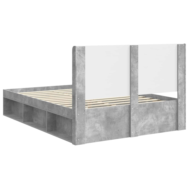 Sengestel med opbevaring og hovedgærde Betongrå 135 x 190 cm
