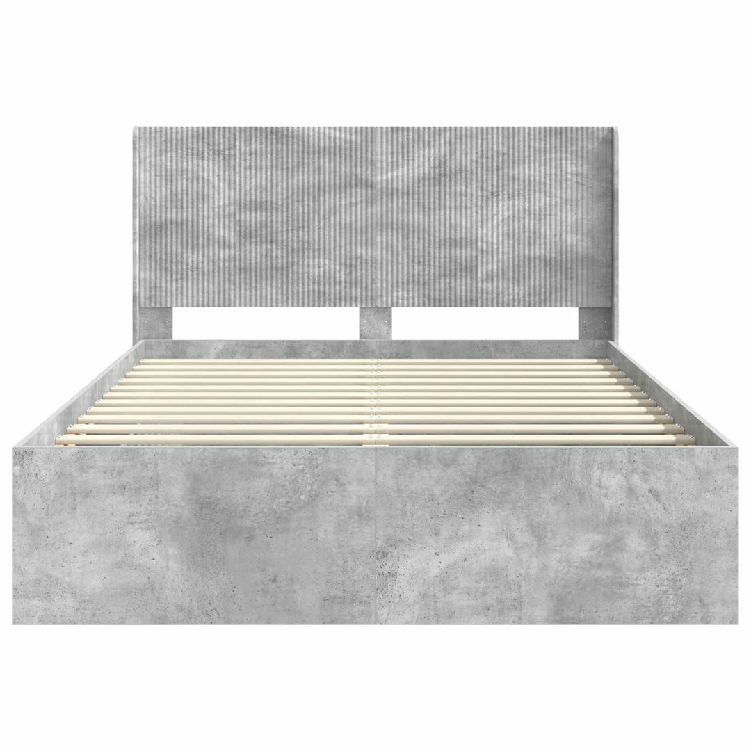 Sengestel med opbevaring og hovedgærde Betongrå 135 x 190 cm