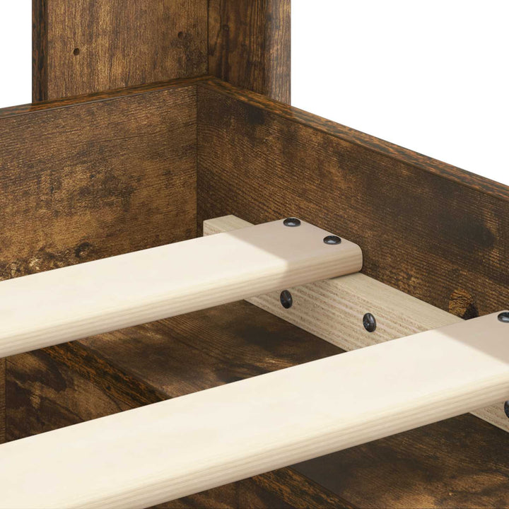 Sengestel med opbevaring og hovedgærde Røget eg 135 x 190 cm