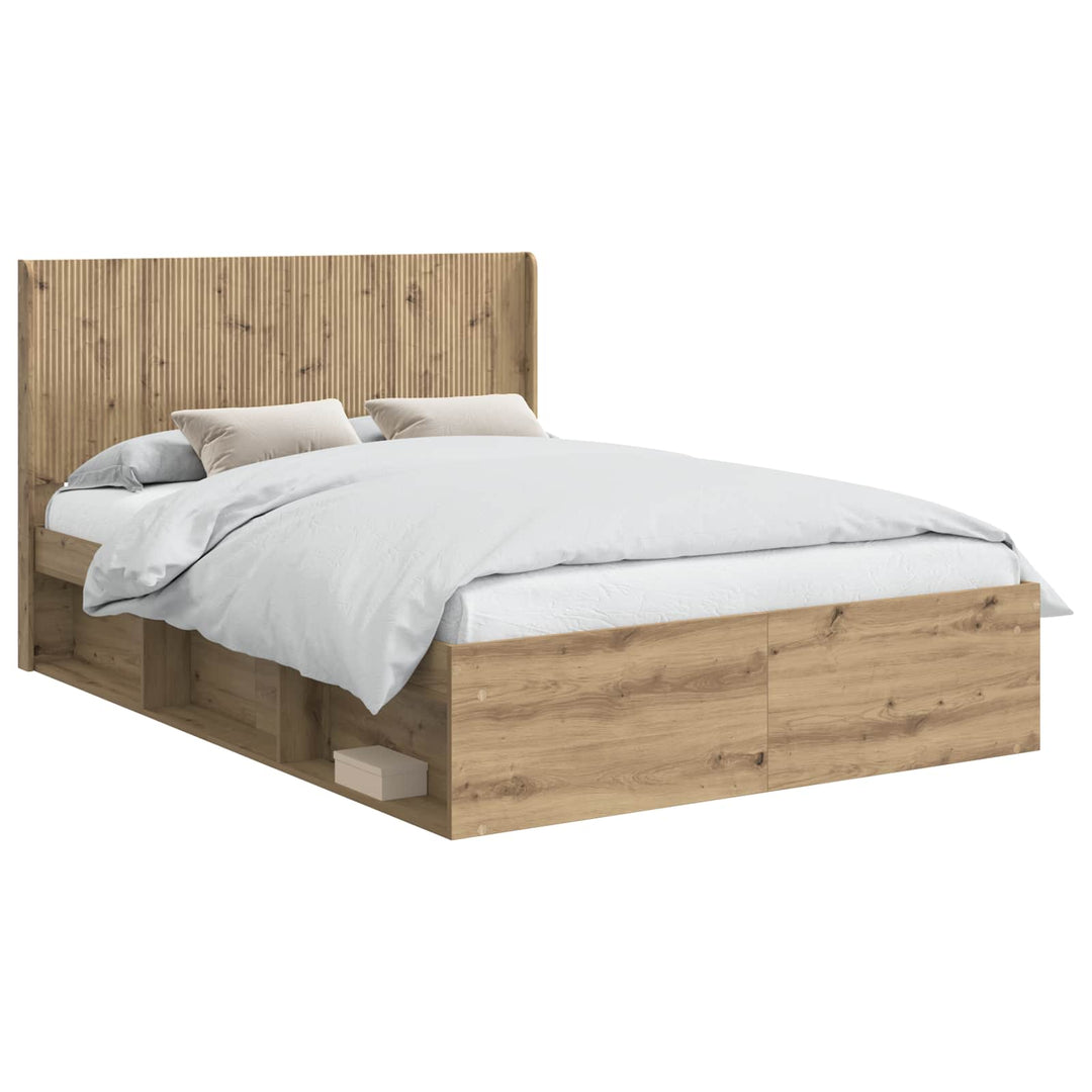 Sengestel med opbevaring og hovedgærde Artisan-eg 135 x 190 cm