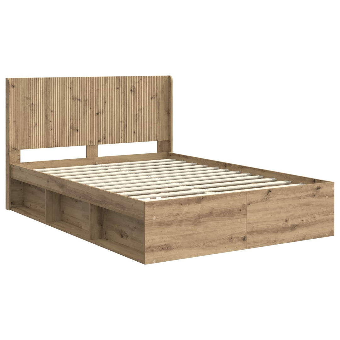 Sengestel med opbevaring og hovedgærde Artisan-eg 135 x 190 cm