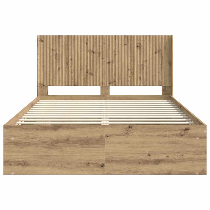 Sengestel med opbevaring og hovedgærde Artisan-eg 135 x 190 cm