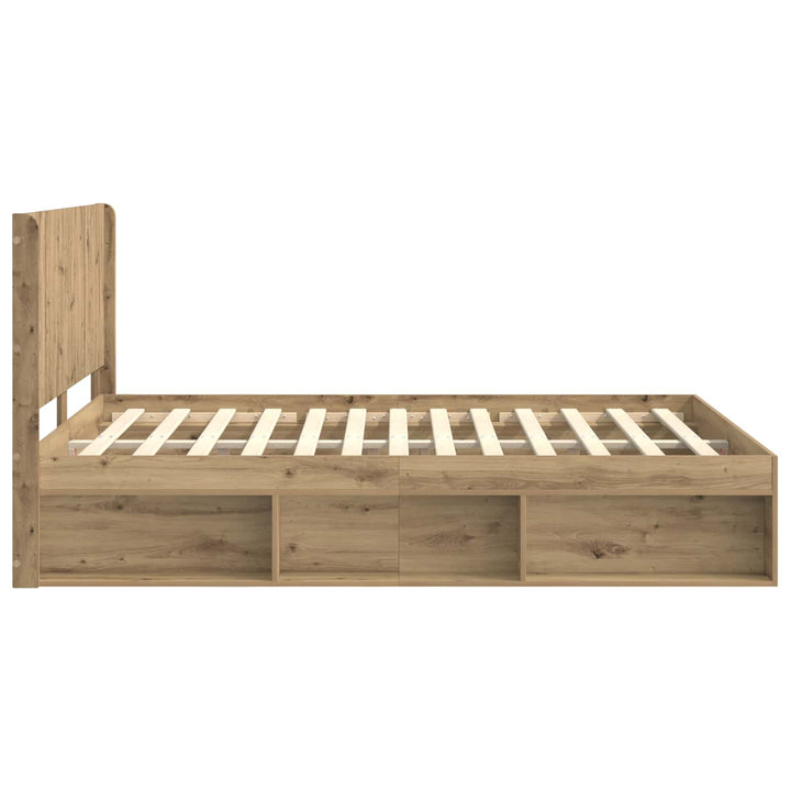 Sengestel med opbevaring og hovedgærde Artisan-eg 135 x 190 cm