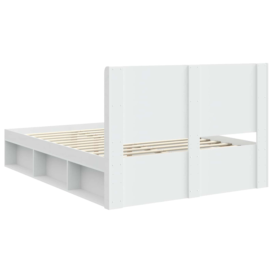Sengestel med opbevaring og hovedgærde Hvid 120 x 200 cm