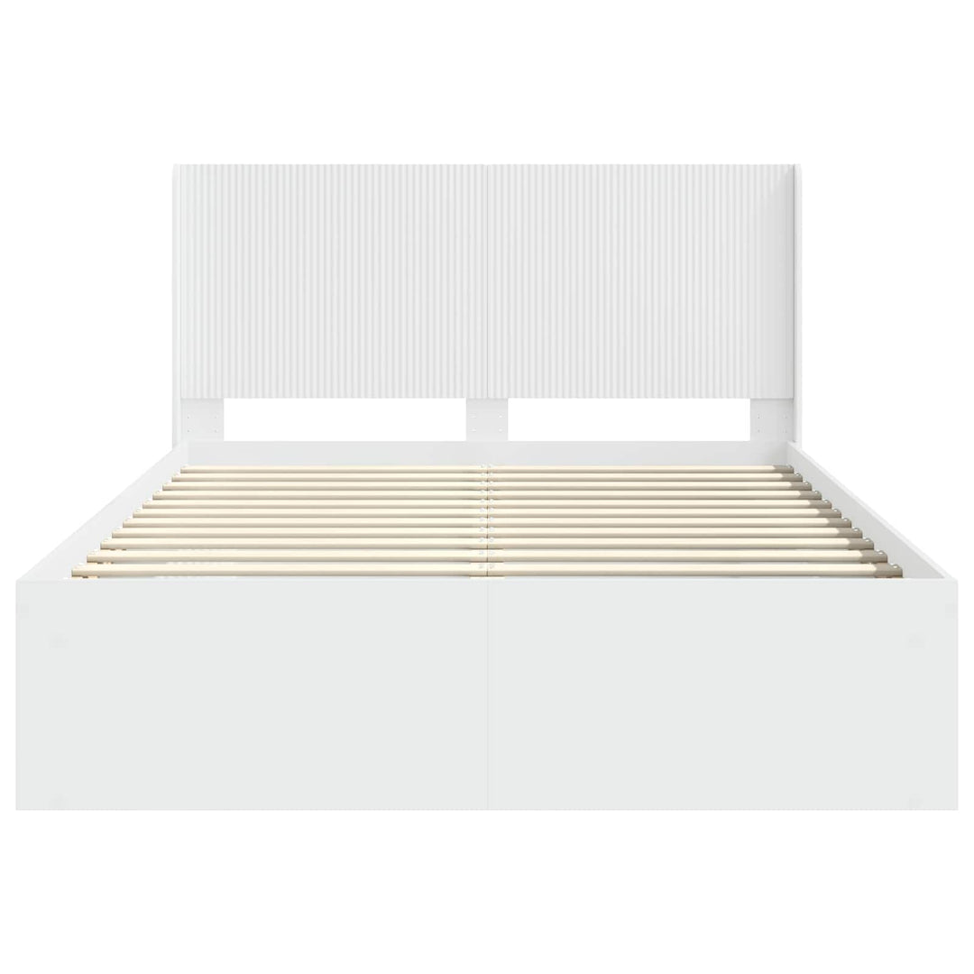 Sengestel med opbevaring og hovedgærde Hvid 120 x 190 cm