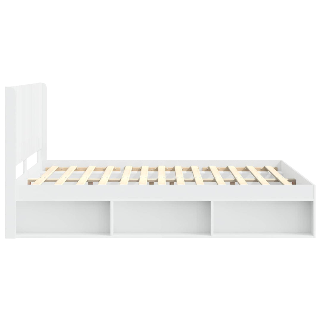 Sengestel med opbevaring og hovedgærde Hvid 120 x 190 cm