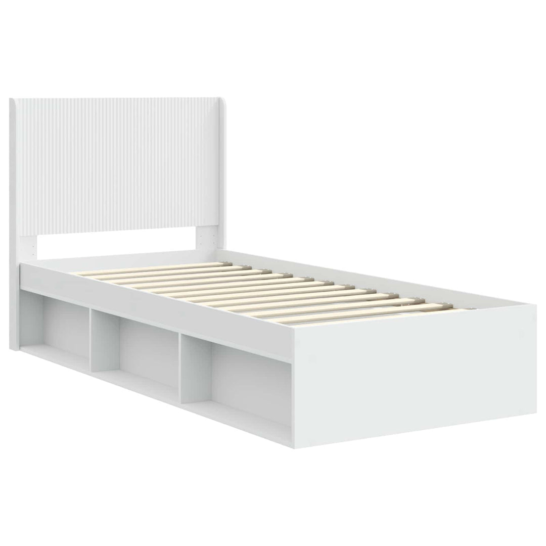 Sengestel med opbevaring og hovedgærde Hvid 100 x 200 cm