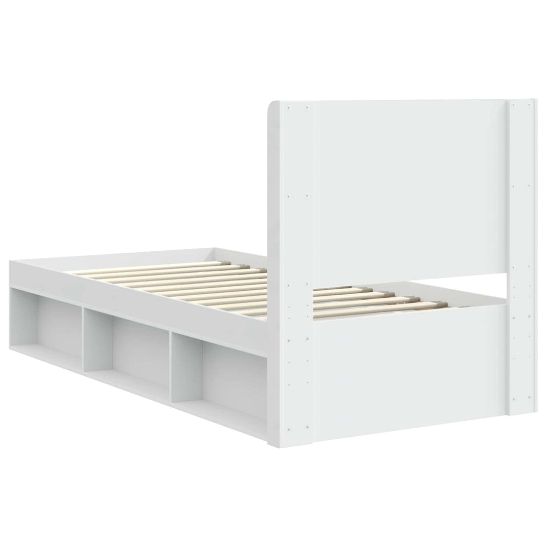Sengestel med opbevaring og hovedgærde Hvid 100 x 200 cm