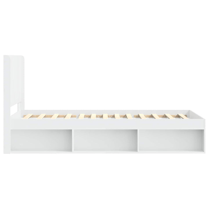 Sengestel med opbevaring og hovedgærde Hvid 100 x 200 cm