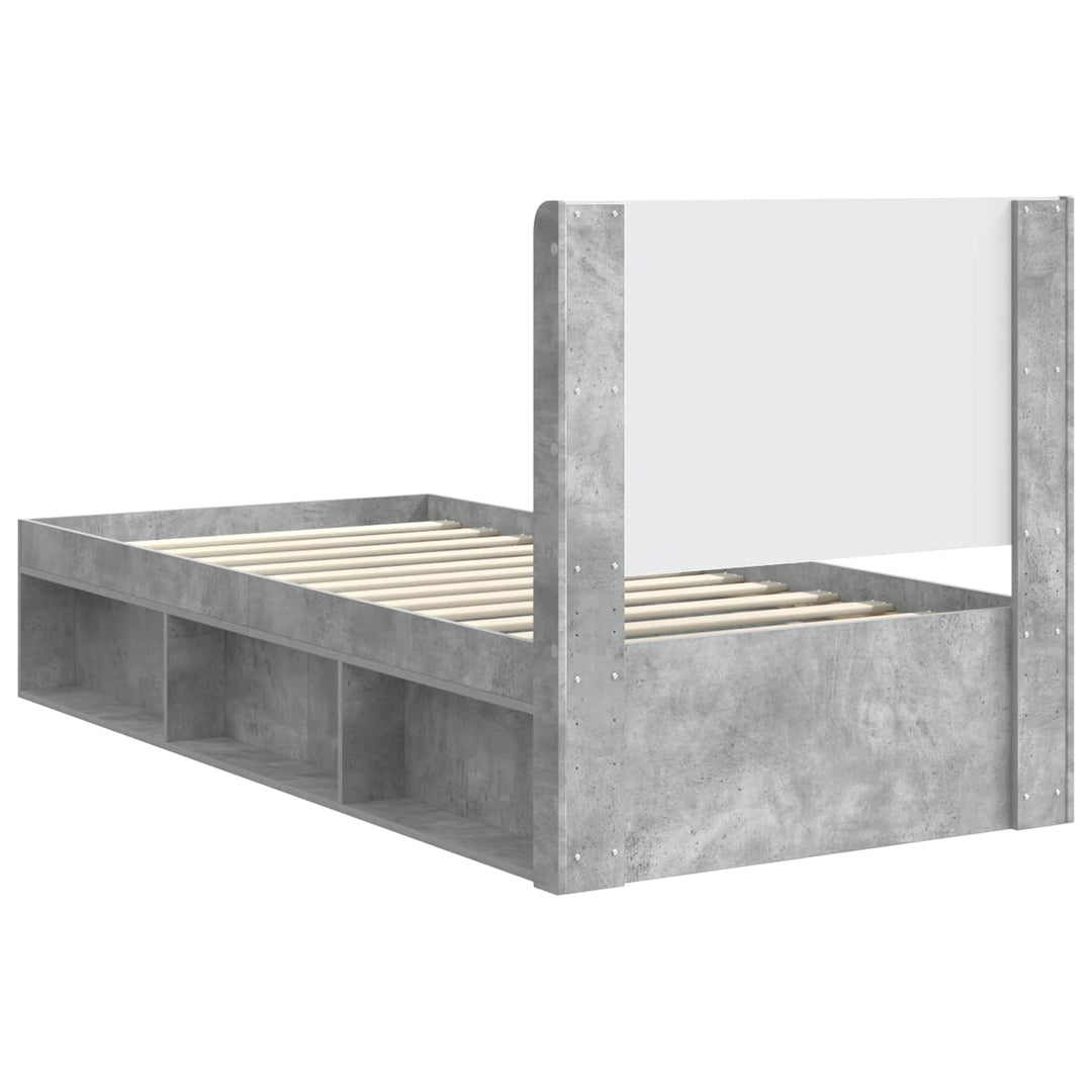 Sengestel med opbevaring og hovedgærde Betongrå 100 x 200 cm