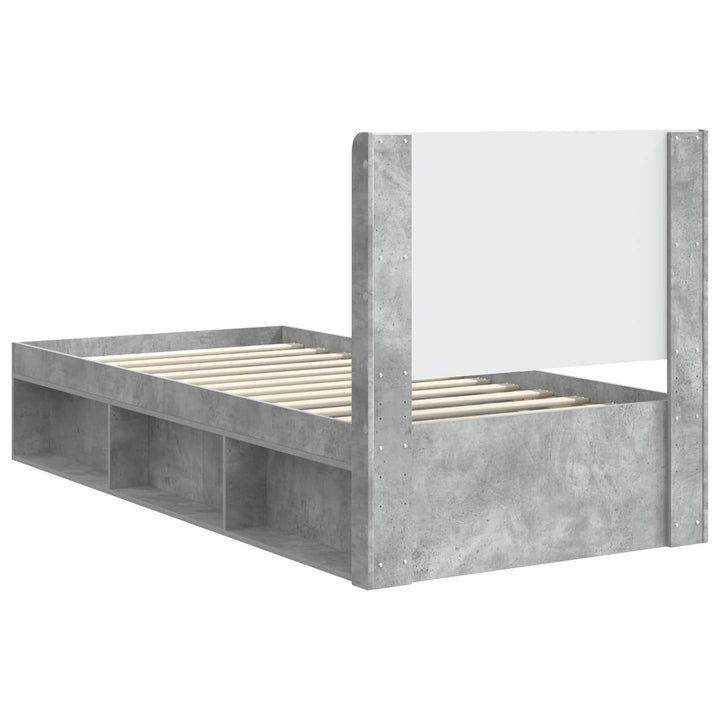 Sengestel med opbevaring og hovedgærde Betongrå 100 x 200 cm
