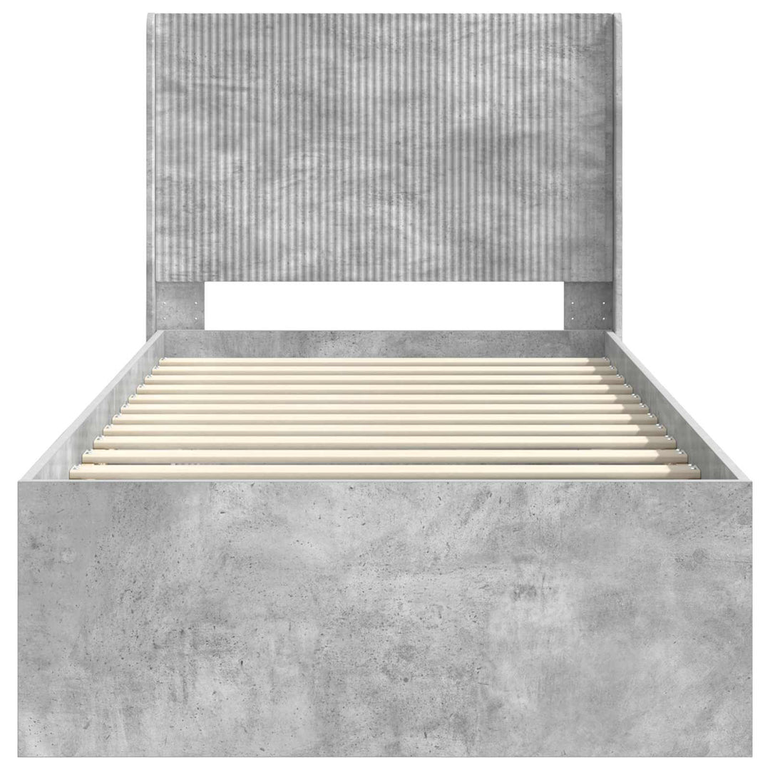 Sengestel med opbevaring og hovedgærde Betongrå 100 x 200 cm